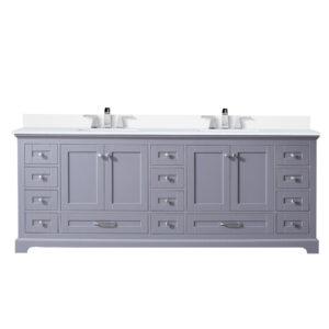 Dukes 84 in. W x 22 in. D Dark Grey Double Bath Vanity, Cultured Marble Top, and Faucet Set