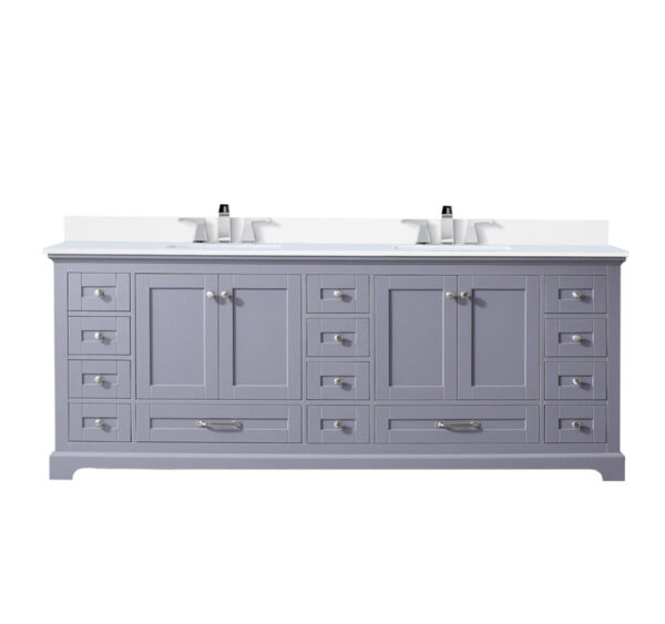 Dukes 84 in. W x 22 in. D Dark Grey Double Bath Vanity, Cultured Marble Top, and Faucet Set