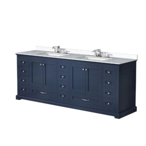 Dukes 84 in. W x 22 in. D Navy Blue Double Bath Vanity, Cultured Marble Top, and Faucet Set