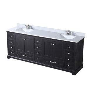 Dukes 84 in. W x 22 in. D Espresso Double Bath Vanity, Cultured Marble Top, and Faucet Set