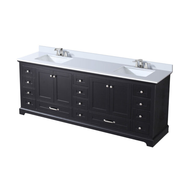 Dukes 84 in. W x 22 in. D Espresso Double Bath Vanity, Cultured Marble Top, and Faucet Set