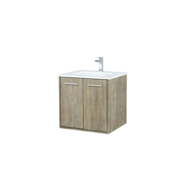 Fairbanks 24W x 20D Rustic Acacia Bath Vanity, Cultured Marble Top and Chrome Faucet Set