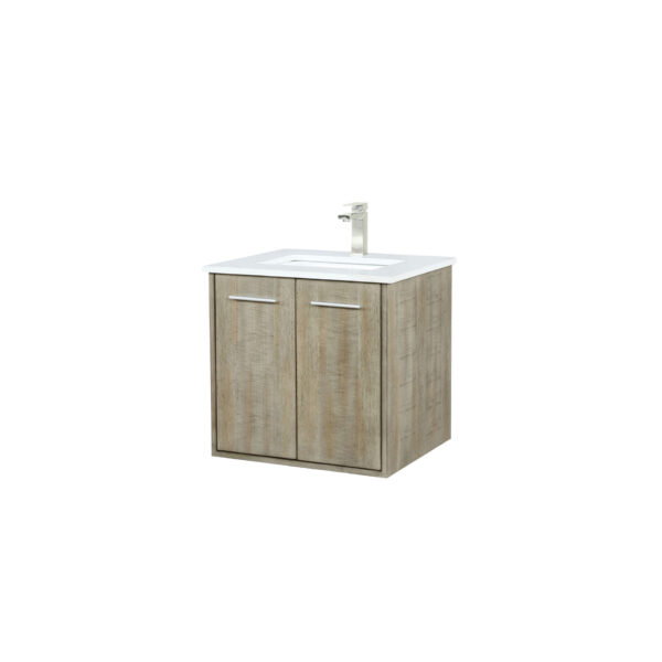 Fairbanks 24W x 20D Rustic Acacia Bath Vanity, Cultured Marble Top and Brushed Nickel Faucet Set