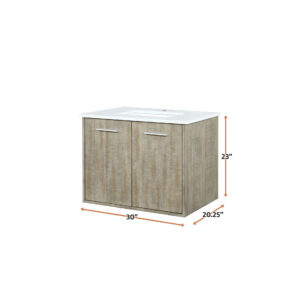 Fairbanks 30W x 20D Rustic Acacia Bath Vanity and White Quartz Top