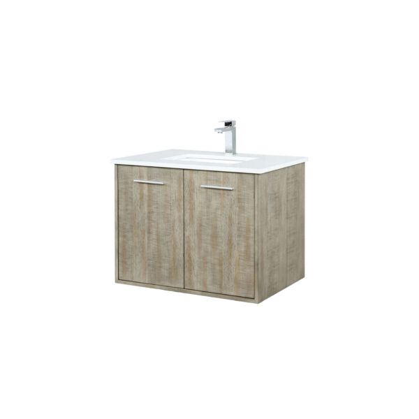 Fairbanks 30W x 20D Rustic Acacia Bath Vanity, Cultured Marble Top and Chrome Faucet Set