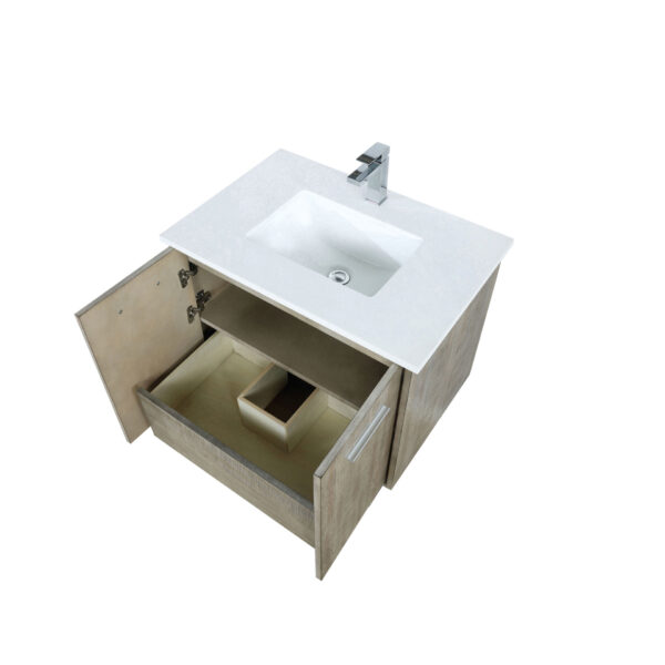 Fairbanks 30W x 20D Rustic Acacia Bath Vanity, Cultured Marble Top and Chrome Faucet Set