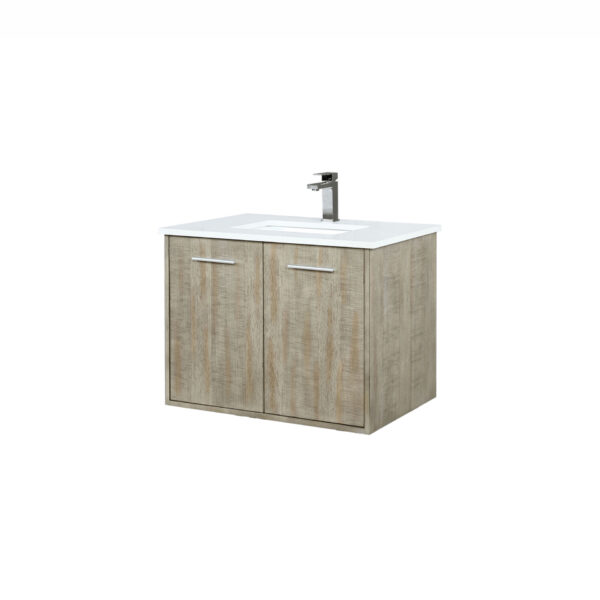 Fairbanks 30W x 20D Rustic Acacia Bath Vanity, Cultured Marble Top and Gun Metal Faucet Set