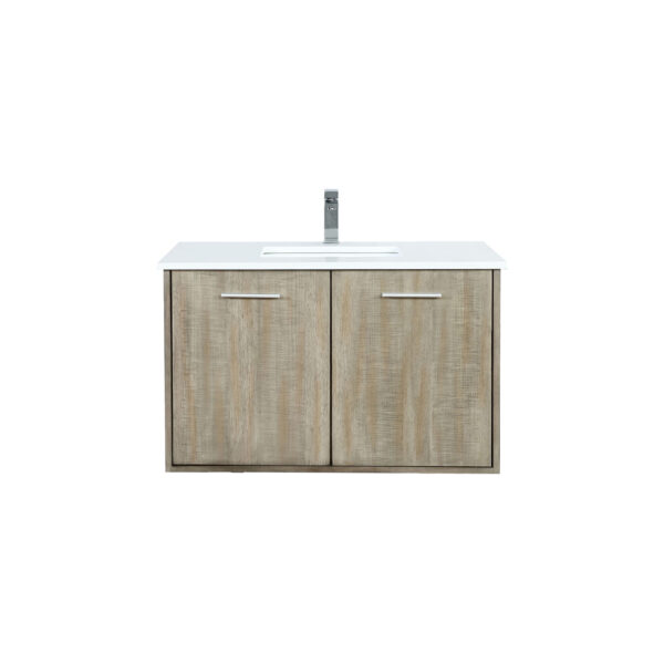 Fairbanks 36W x 20D Rustic Acacia Bath Vanity, Cultured Marble Top and Chrome Faucet Set