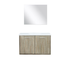 Fairbanks 36W x 20D Rustic Acacia Bath Vanity, Cultured Marble Top and 28Mirror