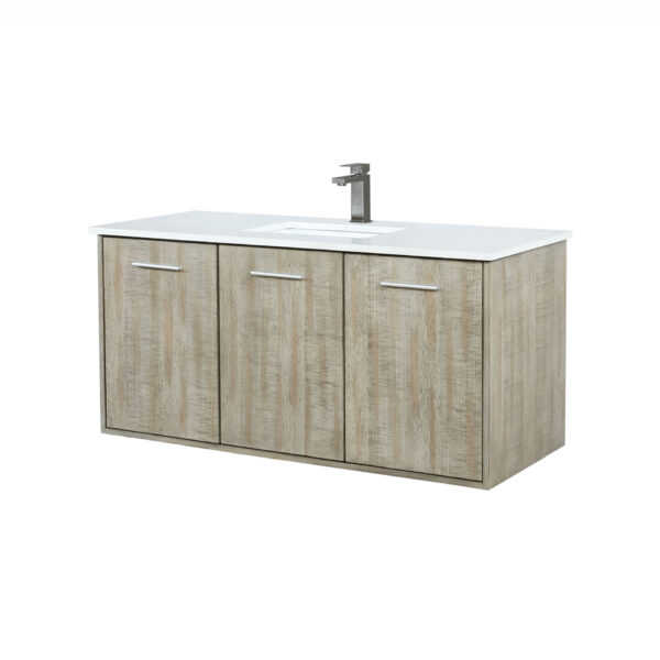 Fairbanks 48W x 20D Rustic Acacia Bath Vanity, Cultured Marble Top and Gun Metal Faucet Set