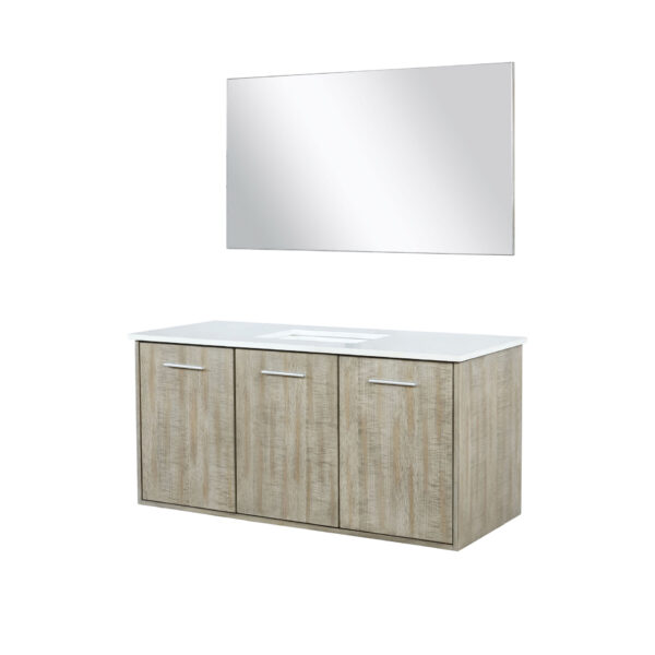 Fairbanks 48W x 20D Rustic Acacia Bath Vanity, Cultured Marble Top and 43Mirror