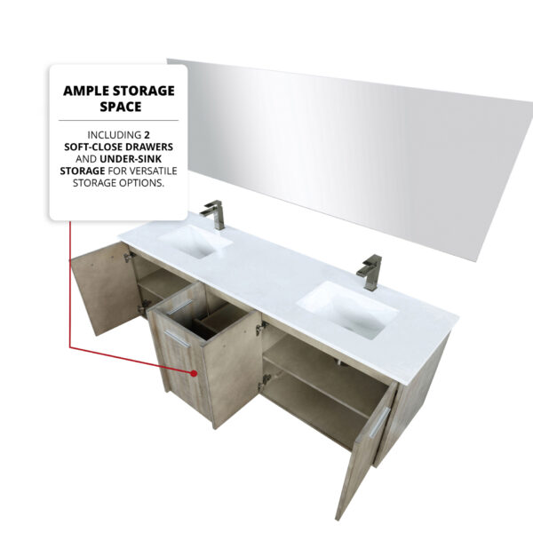 Fairbanks 72W x 20D Rustic Acacia Double Bath Vanity, Cultured Marble Top and Gun Metal Faucet Set