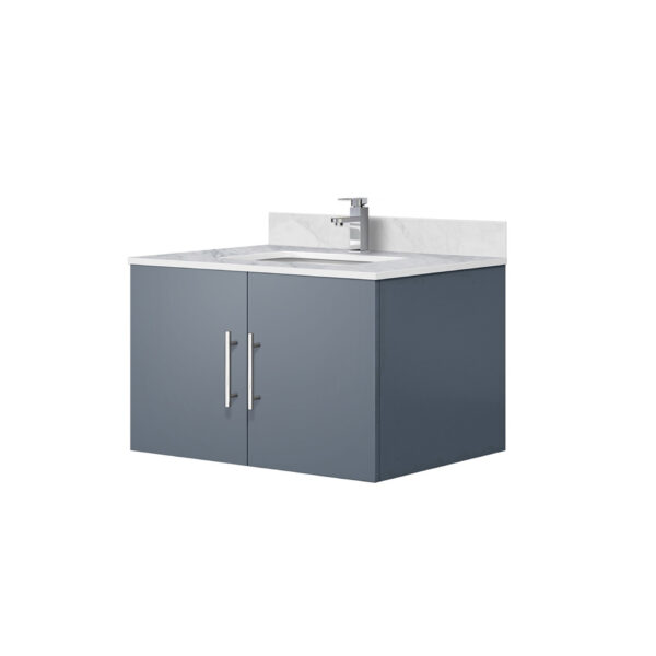 Geneva 30 in. W x 22 in. D Dark Grey Bath Vanity, Carrara Marble Top, and Faucet Set