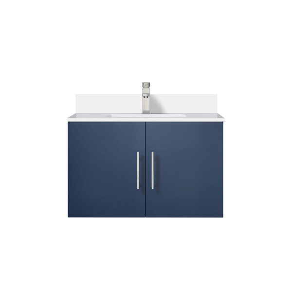 Geneva 30 in. W x 22 in. D Navy Blue Bath Vanity, Cultured Marble Top, and Faucet Set