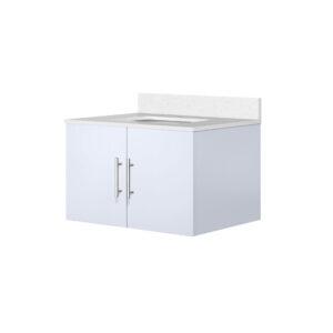 Geneva 30 in. W x 22 in. D Glossy White Bath Vanity and White Quartz Top