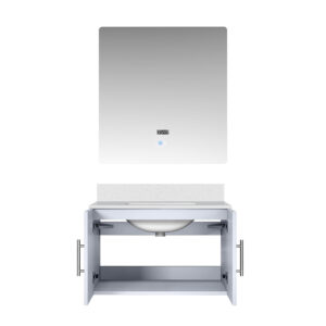 Geneva 30 in. W x 22 in. D Glossy White Bath Vanity, White Quartz Top, and 30 in. LED Mirror