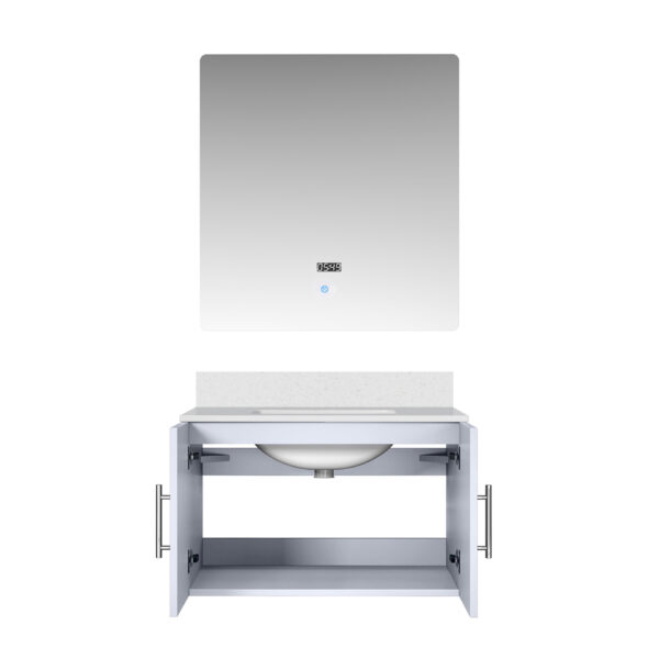 Geneva 30 in. W x 22 in. D Glossy White Bath Vanity, White Quartz Top, and 30 in. LED Mirror