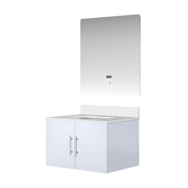 Geneva 30 in. W x 22 in. D Glossy White Bath Vanity, Cultured Marble Top, and 30 in. LED Mirror