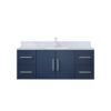 Geneva 48 in. W x 22 in. D Navy Blue Bath Vanity, Carrara Marble Top, and Faucet Set