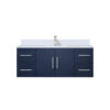 Geneva 48 in. W x 22 in. D Navy Blue Bath Vanity, White Quartz Top, and Faucet Set