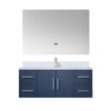 Geneva 48 in. W x 22 in. D Navy Blue Bath Vanity, Cultured Marble Top, Faucet Set, and 48 in. LED Mirror