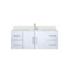 Geneva 48 in. W x 22 in. D Glossy White Bath Vanity, White Quartz Top, and Faucet Set