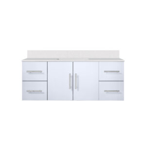 Geneva 48 in. W x 22 in. D Glossy White Bath Vanity and Cultured Marble Top