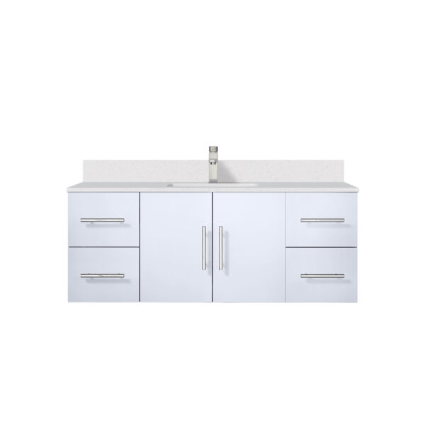 Geneva 48 in. W x 22 in. D Glossy White Bath Vanity, Cultured Marble Top, and Faucet Set