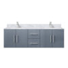 Geneva 60 in. W x 22 in. D Dark Grey Double Bath Vanity, Carrara Marble Top, and Faucet Set