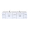 Geneva 84 in. W x 22 in. D Glossy White Double Bath Vanity, Carrara Marble Top, and Faucet Set