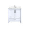 Jacques 30 in. W x 22 in. D White Bath Vanity, Carrara Marble Top, and Faucet Set