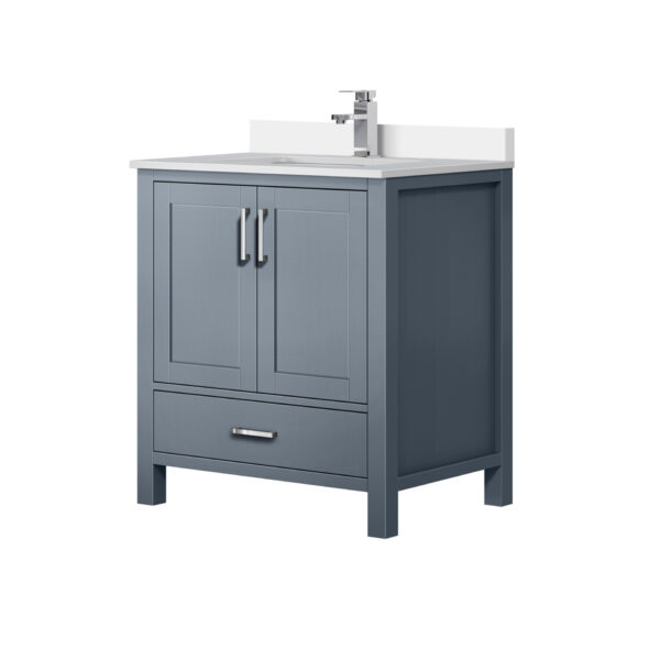 Jacques 30 in. W x 22 in. D Dark Grey Bath Vanity, White Quartz Top, and Faucet Set