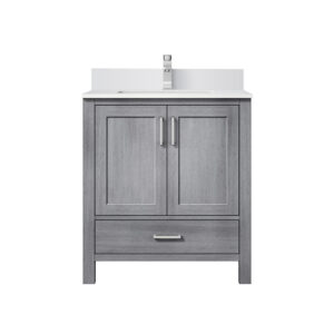 Jacques 30 in. W x 22 in. D Distressed Grey Bath Vanity, Cultured Marble Top, and Faucet Set