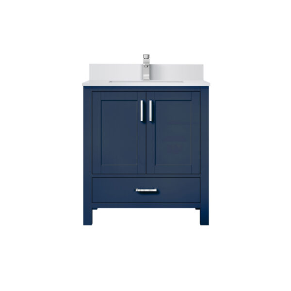 Jacques 30 in. W x 22 in. D Navy Blue Bath Vanity, Cultured Marble Top, and Faucet Set