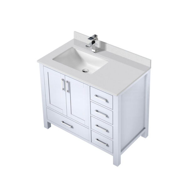 Jacques 36 in. W x 22 in. D Left Offset White Bath Vanity, Cultured Marble Top, and Faucet Set