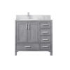 Jacques 36 in. W x 22 in. D Left Offset Distressed Grey Bath Vanity, Carrara Marble Top, and Faucet Set