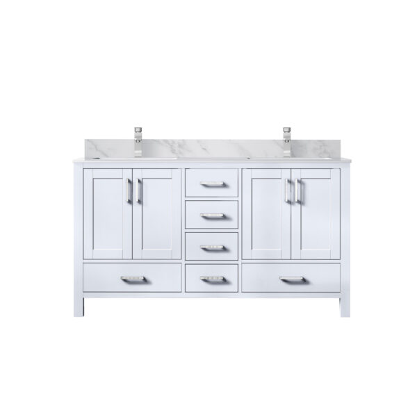 Jacques 60 in. W x 22 in. D White Bath Vanity, Cultured Marble Top, and Faucet Set