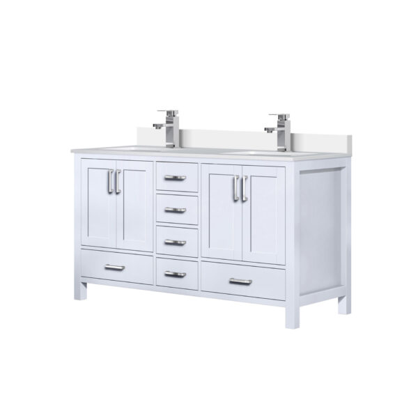 Jacques 80 in. W x 22 in. D White Bath Vanity, Cultured Marble Top, and Faucet Set