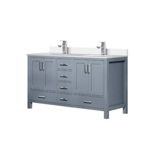 Jacques 60 in. W x 22 in. D Dark Grey Bath Vanity, Cultured Marble Top, and Faucet Set