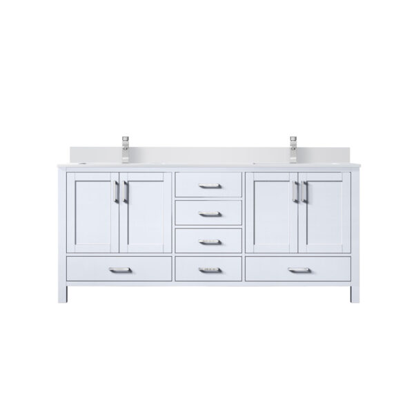 Jacques 72 in. W x 22 in. D White Bath Vanity, Cultured Marble Top, and Faucet Set