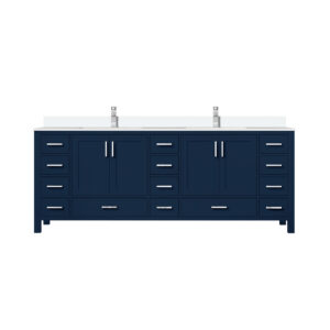 Jacques 84 in. W x 22 in. D Navy Blue Bath Vanity, Cultured Marble Top, and Faucet Set