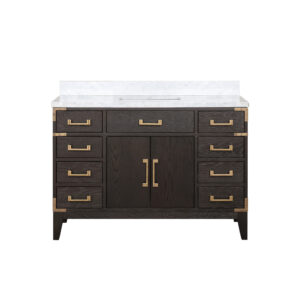 Laurel 48W x 22D Brown Oak Single Bath Vanity and Carrara Marble Top