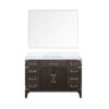 Laurel 48W x 22D Brown Oak Single Bath Vanity, Carrara Marble Top, and 46Mirror