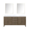 Laurel 72W x 22D Grey Oak Double Bath Vanity, Carrara Marble Top, and 34Mirrors