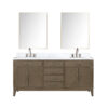 Laurel 72W x 22D Grey Oak Double Bath Vanity, Carrara Marble Top, Faucet Set, and 34Mirrors