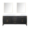 Laurel 80W x 22D Black Oak Double Bath Vanity, Carrara Marble Top, and 36Mirrors