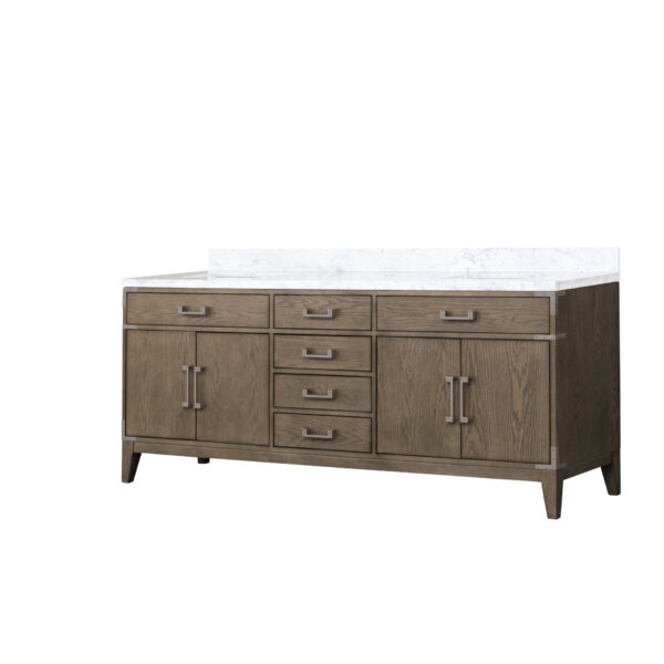 Laurel 80W x 22D Grey Oak Double Bath Vanity and Carrara Marble Top