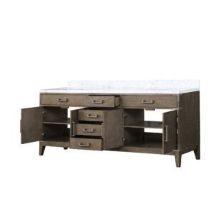 Laurel 80W x 22D Grey Oak Double Bath Vanity and Carrara Marble Top