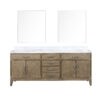 Laurel 80W x 22D Grey Oak Double Bath Vanity, Carrara Marble Top, and 36Mirrors