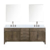 Laurel 84W x 22D Grey Oak Double Bath Vanity, Carrara Marble Top, Faucet Set, and 36Mirrors